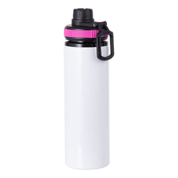 MissKraft - Sublimation - Gourde en Aluminium  - Blanc/Bouchon Noir-Rose - 850 ml