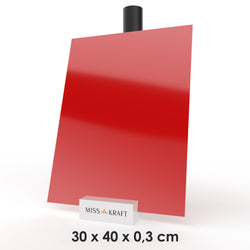 MissKraft - Plexiglass PMMA Acrylique - Rouge - 30 x 40 cm - Ép. 3 mm