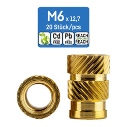 INSERTS M8 ACIER pour plaque 3 à 5,5 mm - Tête plate - 50 pièces