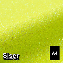 Siser - Glitter Flex - Feuille A4 Thermocollant - (G0022) Jaune Fluo Pailleté - 20 x 30 cm