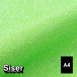 Siser - Glitter Flex - Feuille A4 Thermocollant - (G0026) Vert Fluo Pailleté - 20 x 30 cm