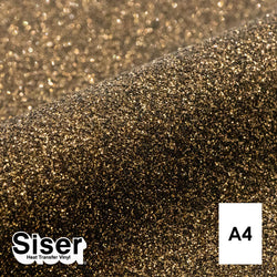Siser - Glitter Flex - Feuille A4 Thermocollant - (G0076) Noir Or Pailleté - 20 x 30 cm