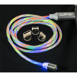 Magic-Cable-RGB - Câble de Charge Magnétique multi embout USB micro/USB/Iphone Lumineux Multicolore - 1 m