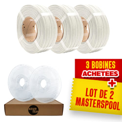 Pack Refill AzureFilm - 3x PLA Blanc Froid + 2x Masterspool