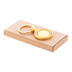 MissKraft - 5 Porte Clés à graver en métal Spinitus Rond - Or