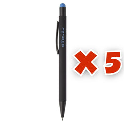 MissKraft -  5 Stylos à bille à graver Pearly Noir embout Bleu Clair
