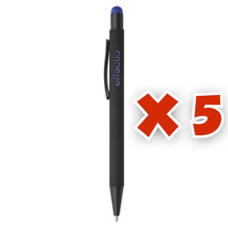 MissKraft -  5 Stylos à bille à graver Pearly Noir embout Bleu Foncé