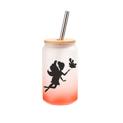 MissKraft Sublimation | Verre Givré avec Paille et Couvercle Bambou | Rouge Dégradé | 400 ml - Sublimé