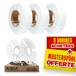 Pack Refill Rosa3D - PLA Starter Blanc x3 + Masterspool Offerte