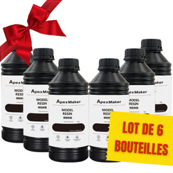Pack ApexMaker - 6x Résine Standard (Model Resin) - Noir (Black) - 1 kg