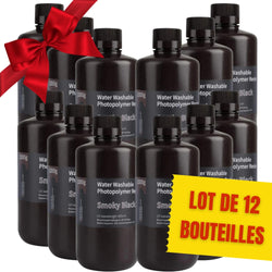 Pack ELEGOO - 12x Résine Water Washable - Noir Transparent (Smoky Black) - 1 kg