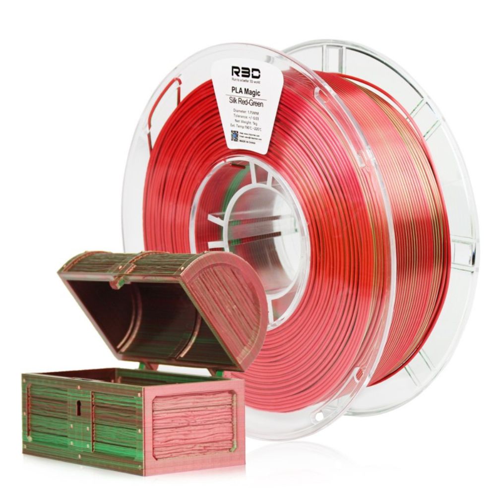 Redes En R3d Atome3D.com - R3D - PLA Magic Silk - Rouge & Vert (Red-Green) - 1,75 mm ...