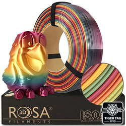 Rosa3D - PLA Rainbow - Arc-en-ciel Tropical (Multicolour Silk Tropical) - 1,75 mm - 1 kg Refill avec RFID TigerTag
