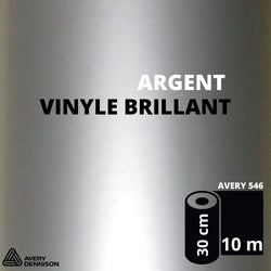AVERY 500 - Vinyle Adhésif - Argent Brillant - 30 cm x 10 m