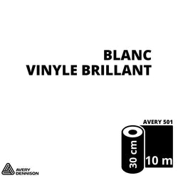 AVERY 500 - Vinyle Adhésif - Blanc Brillant - 30 cm x 10 m