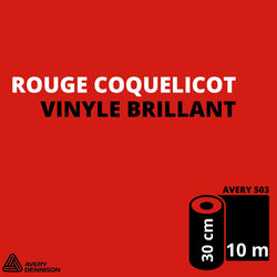 AVERY 500 - Vinyle Adhésif - Rouge Coquelicot Brillant - 30 cm x 10 m