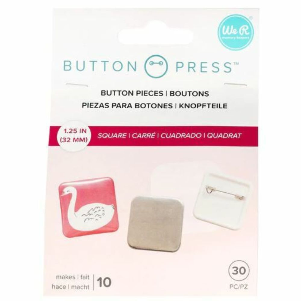 Atome3D.com - We R Memory - Button Press - 10 Badges Carrés Moyens - 32 mm