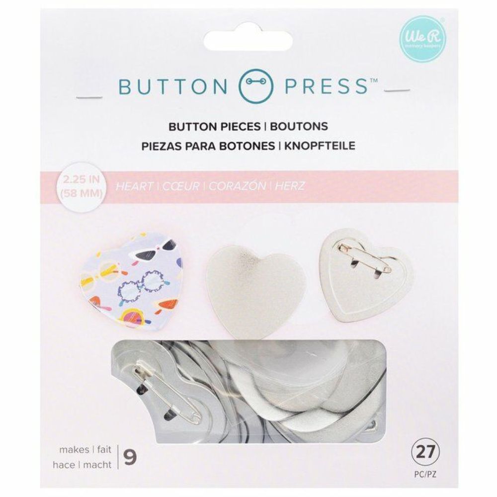 Atome3D.com - We R Memory - Button Press - 9 Badges Cœur - 58 mm