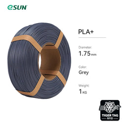eSun - PLA+ - Gris (Grey) - 1,75 mm - 1 kg Refill avec RFID TigerTag